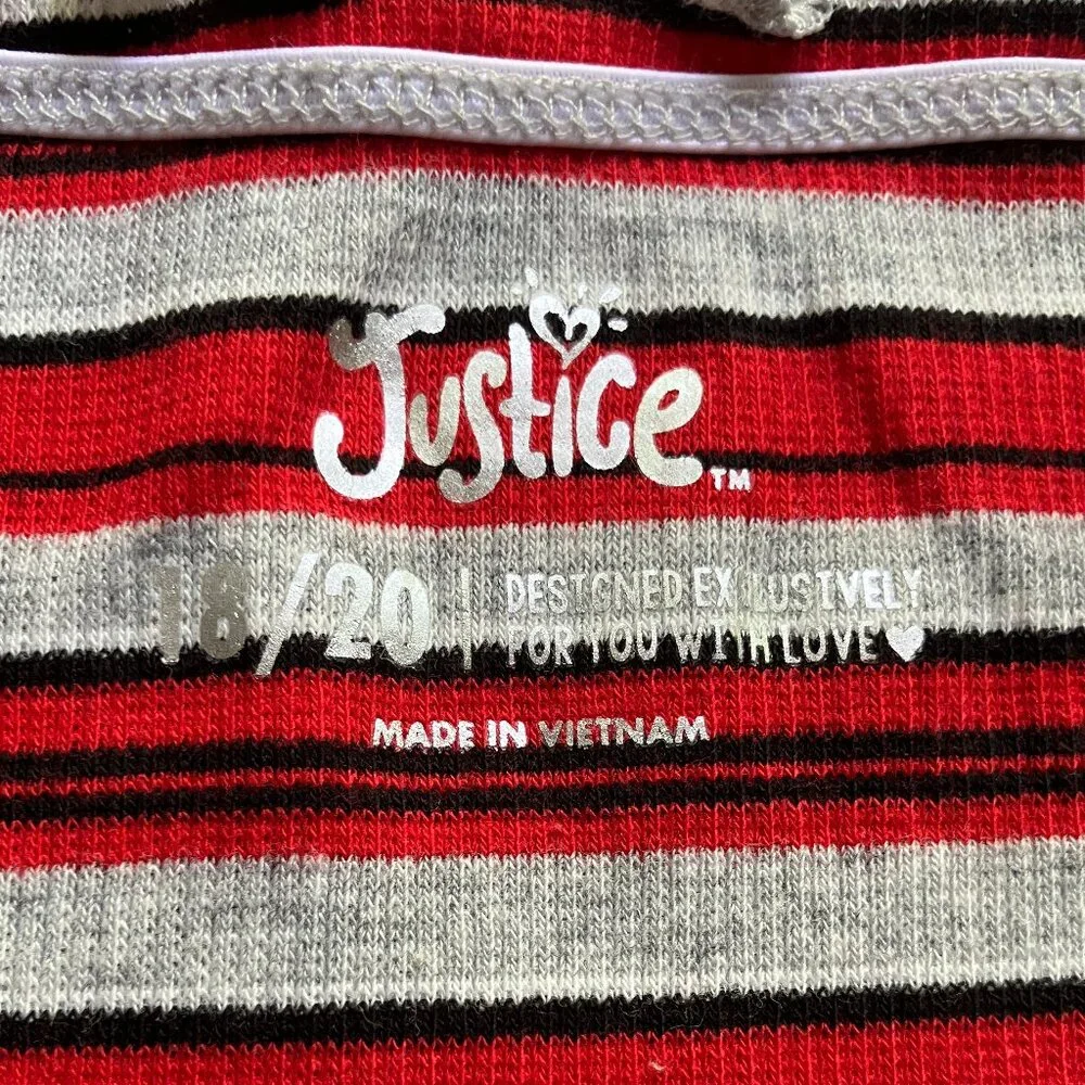 18/20 EUC Justice Lettuce Hem Long Sleeve Ribbed Striped Shirt